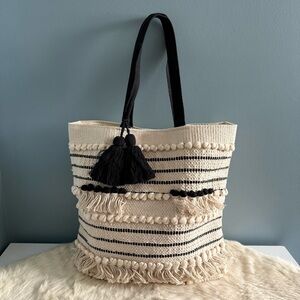 Mud Pie Handloom Tassel Tote